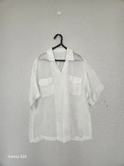 美品☆日々 小森縫製 綿麻サッカー五分袖シャツ ホワイト - メルカリ