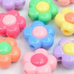 アクリルビーズ 花型 15個セット カラフル 約16mm B-23 ハンドメイド アクセサリーパーツ プラスチックビーズ ビーズクラブ