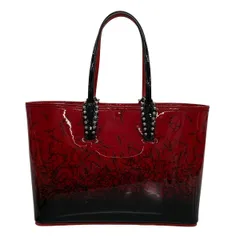 CHRISTIAN LOUBOUTIN(クリスチャンルブタン) トートバッグ カバタ スモール 黒×レッド ロゴ/スタッズ レザーのサムネイル