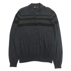 美品 kolor カラー ロング ニット ポロシャツ カットソー セーター ボーダー コットン 3 ネイビー メンズ 古着 中古 USEDのサムネイル
