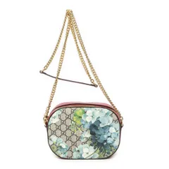 [中古] GUCCI グッチカメラバッグ赤、青、ベージュブルームズ スプリーム PVCキャンバスA