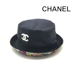 美品 CHANEL シャネル ココマーク リバーシブル ハット 24C 帽子 ブランド ネイビー マルチカラー プレゼント レディース h828のサムネイル