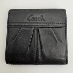 COACH コーチ コンパクト財布 ミニ財布 二つ折り財布 黒 ブラック レザー 小銭入れ付き