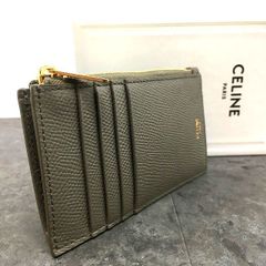 未使用箱付 セリーヌ 二つ折財布 トリオンフ グレージュ ブルー 金具