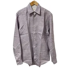 美品 Brioni ブリオーニ ストライプ柄 長袖 リネンシャツ 3 パープル　 メンズ 古着 中古 USEDのサムネイル