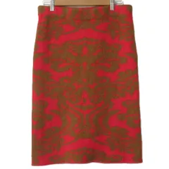 美品 21AW Dries Van Noten ドリスヴァンノッテン アルパカブレンドジャガード ニットスカート ピンク×ブラウン レディース 古着 中古 USEDのサムネイル