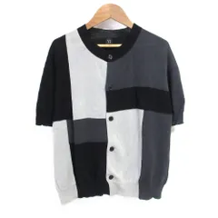 美品 25SS Y's ワイズ MULTI COLOR INTARSIA ROUND NECK HALF SLEEVE PULLOVER カーディガン YP-K90-582 サイズ2 ブラック レディース 古着 中古 USEDのサムネイル