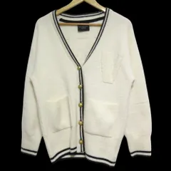 良品 24AＷ VERMEIL par iena ヴェルメイユパーイエナ ウールブレンド パイルロゴ カレッジカーディガン ホワイト アイボリー レディース 古着 中古 USEDのサムネイル