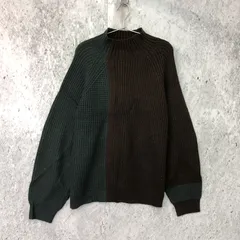 ITEMS URBAN RESEARCH アイテムズアーバンリサーチ マシンウォッシャブル バイカラー ハイネック ニット ブラウン グリーン Lサイズ ◇〇☆のサムネイル
