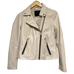 美品 ALLSAINTS オールセインツ DALBY BIKER ラムレザー ライダースジャケット UK12 ベージュ レディース 古着 中古 USEDのサムネイル