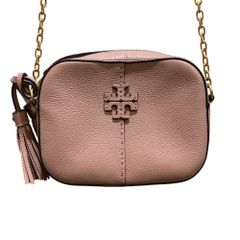 ToryBurch トリーバーチ ピンクベージュ フリンジ付きショルダーバッグ 