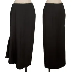 ヨウジヤマモト ファムYohji Yamamoto FEMME ウールギャバアシンメトリーロングスカート 黒1のサムネイル
