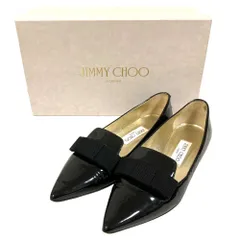 美品 JIMMY CHOO ジミーチュウ GALA リボン パテントローファー サイズ36.5 約23.5cm ブラック レディース 古着 中古 USEDのサムネイル