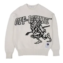 オフホワイトOff-White FOR THE NATURE コットン混ゴブリンインターシャニットセーター オフ黒Sのサムネイル