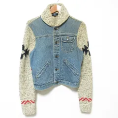 RALPH LAUREN SPORT ラルフローレン スポーツ デニムコンビ カウチンジャケット サイズM ベージュ レディース 古着 中古 USEDのサムネイル