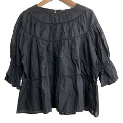 美品✨現行✨ブラミンク コットンシルク ギャザーブラウス リボン 36 