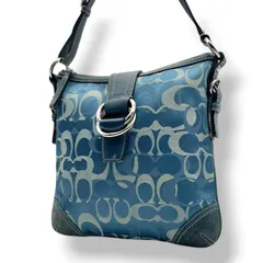 コーチ COACH ショルダーバッグ 斜め掛け可 シグネチャー キャンバス スウェード レザー 青 ブルー シルバー金具 クロスボディ 肩掛け 鞄 カバン ロゴ リングモチーフ エレガント クラシック ヴィンテージ レディース お出かけ トラベル 旅行 S3