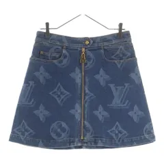 LOUIS VUITTON (ルイヴィトン) モノグラム フロントジップ デニムスカート インディゴ レディース RW211W ZPY FKSK07