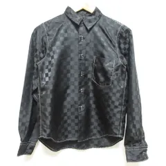 美品 BLACK COMME des GARCONS ブラックコムデギャルソン 市松 チェッカーフラッグ×ドット柄 切替 長袖 ブラウス シャツ XXS ブラック レディース 古着 中古 USEDのサムネイル