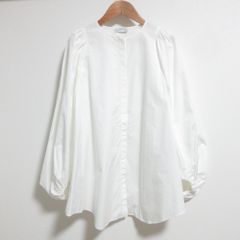未着用品】ビアズリー ギャザーカフスシャツ バンドカラー スリット