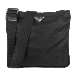 良品 PRADA プラダ Tessuto テスート ナイロン トライアングルロゴ 三角プレート メッセンジャー ショルダーバッグ カバン ブラック メンズ レディース 古着 中古 USED