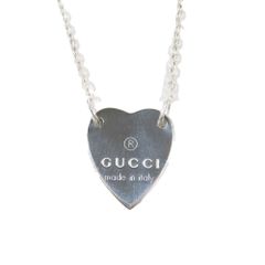 美品】グッチ ゴースト スカル ハート プレート ネックレス シルバー