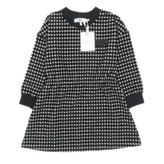 未使用 DIOR ディオール キッズ 子供服 ニットワンピース ハウンドトゥース 千鳥柄 長袖 膝丈 ロゴ ワッペン プルオーバー ブラック 5 キッズ 古着 中古 USED