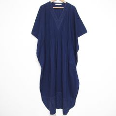 ハウスオブロータス フロートリーフチュニックワンピース ネイビー 綿