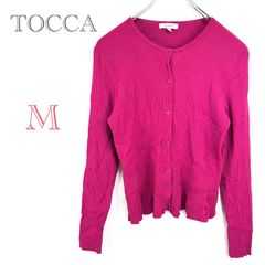 カーディガン ピンク カシミヤ混 トッカ TOCCA フラワーボタン S 長袖