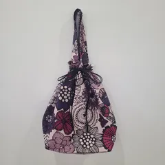 花柄 巾着バッグ 和装バッグ パープル系 ハンドメイド