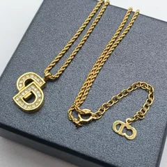 美品✨️　Dior　CD　チャーム　ネックレス　 ゴールド　ストーン　ディオール