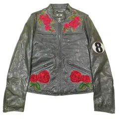 未使用 DOLCE&GABBANA ドルチェアンドガッバーナ シングルライダース レザージャケット ブルゾン ジップアップ 46 モスグリーン メンズ 古着 中古 USEDのサムネイル