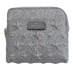 【中古】JIMMY CHOO ジミーチュウ コインケース ラメ シルバー グリッターレザー キラキラ 財布 コンパクトウォレット ミニ財布 カードケース スターエンボス A2602165【無料ギフトラッピング承ります】のサムネイル