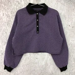 JEANASIS ジーナシス ヘリンボーン ジャガード ポロ LS パープル Fサイズ 〇◇☆のサムネイル