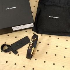 希少品☆サンローラン カーフレザー ゴールドスタッズ2重巻ブレス 