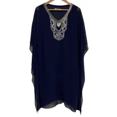 美品 VIVIENNE TAM ヴィヴィアンタム ビジュー装飾 シアー チュニック サイズ0 ネイビー レディース 古着 中古 USEDのサムネイル