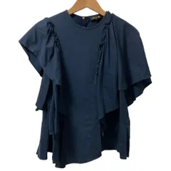 美品 Drawer ドゥロワー テンジク アシンメトリー カットソー 半袖 Tシャツ プルオーバー 6517-206-0507 サイズ2 ネイビー レディース 古着 中古 USEDのサムネイル