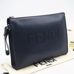 ★3日以内返品可★ 美品 FENDI フェンディ カーフスキン ローマ クラッチバッグ 7VA491 クラッチバッグ ネイビー カーフレザー メンズのサムネイル
