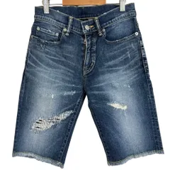 美品 AKM エイケイエム STRETCH CRASH DENIM 9OZ ストレッチ ショートデニムパンツ ジーンズ S インディゴブルー メンズ 古着 中古 USEDのサムネイル