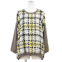 SALE【美品】HERMES エルメス ボルデュックニットトップス サイズ 42 レディース 2019AW ツイルレーヌ ロゴ シルク100％ リラックスフィット プルオーバー クルーネック 丸首 グレージュ 灰色 フランス製