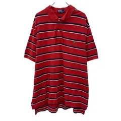 90s POLO by RALPH LAUREN 半袖 ポロシャツ 2XB レッド ポロバイラルフローレン ハーフボタン 90年代 ポニー刺繍 夏物 a805-6238
