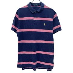 POLO GOLFラルフローレンボーダー半袖ポロシャツ ピンク Mビックポニー 