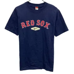 ~00s NIKE 半袖 ロゴTシャツ L ネイビー ナイキ プルオーバー ~00年代 クルーネック MLB RED SOX ベースボール カットソー 夏物 a805-6283