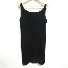美品 NATURAL by FOXEY ナチュラルバイフォクシー ストレッチ ノースリーブ ひざ丈 ワンピース ドレス 29832 42 ブラック レディース 古着 中古 USEDのサムネイル