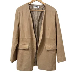 新品同様 H エイチ ビューティアンドユース ユナイテッドアローズ SUEDE NO COLLAR JACKET スエード ノーカラージャケット S ベージュ レディース 古着 中古 USED