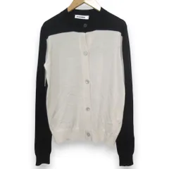 JIL SANDER ジルサンダー ウール100％ バイカラー クルーネック 長袖 ニット カーディガン サイズ36 ブラック×べージュ レディース 古着 中古 USEDのサムネイル