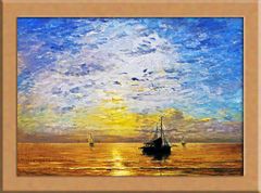 風景画 海の絵 海 夏 船の絵 帆船 アート 絵画 オイルパステル - メルカリ