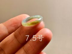 L17-205 氷糯種 黄翡翠 7.5号 グアテマラ産A貨本翡翠くりぬき リング