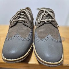ECCO グレー スエード ウィングチップ26cm - メルカリ