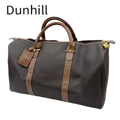 ダンヒル Dunhill ボストンバッグ PVC レザー ブラウン 大容量 南京錠